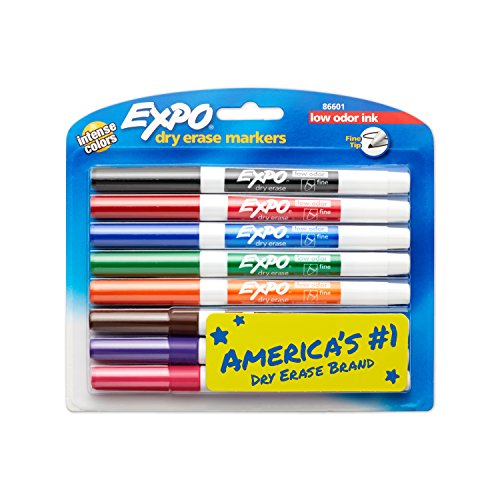 Expo low-odor dry erase markers, fine tip, assorted colors, 8-cou…