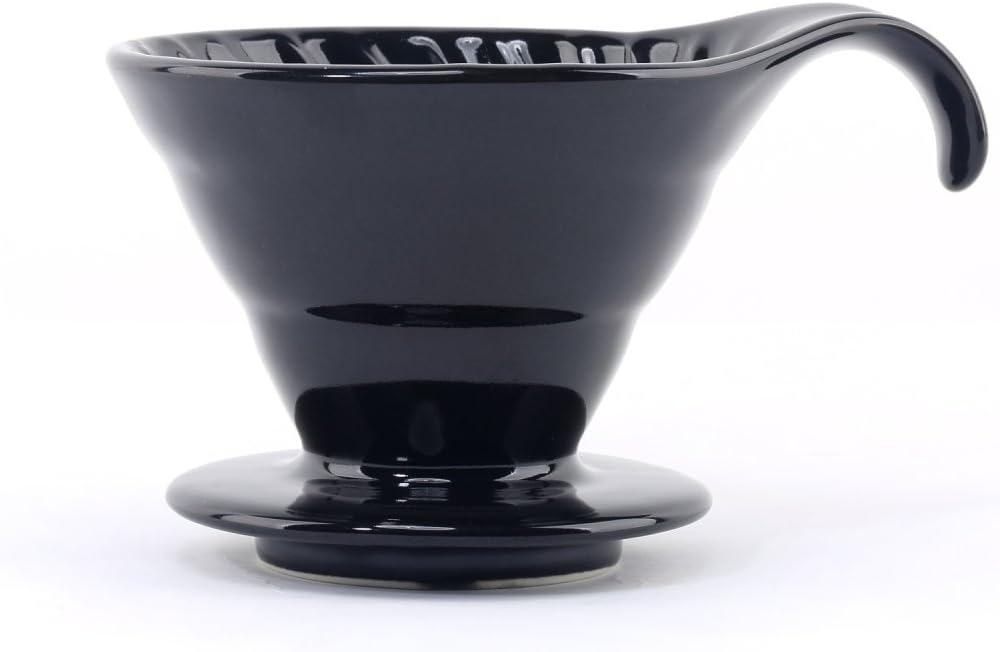 Musiclily Single Hole Ceramic Coffee Dripper Holder Reusable Permanent Pour Over Filter Cone Drip Drip Coffee Maker Brewer for 2-4 Cups , Black