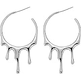 Fashion Drop Icicle C-Shaped Hoop Earrings Metal Melting Dripping Shaped Earrings for Women Jewelry Earrings