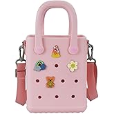 Mini Rubber Beach Bag with Strap & Charms, Waterproof EVA Beach Bag for Girls, Small Rubber Tote Bag for Women