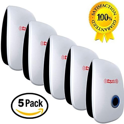 PTee Ultrasonic Pest Repeller (HiTech System) - Effective on Ants, Roaches, Rodents, Flies and Bugs - Safe for Children &amp; Pets - Pack of 5