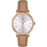 Tissot Womens Tissot Everytime Lady 316L Stainless Steel case with Rose Gold PVD Coating Quartz Watch, Beige, Leather, 16 (T1432103601100)