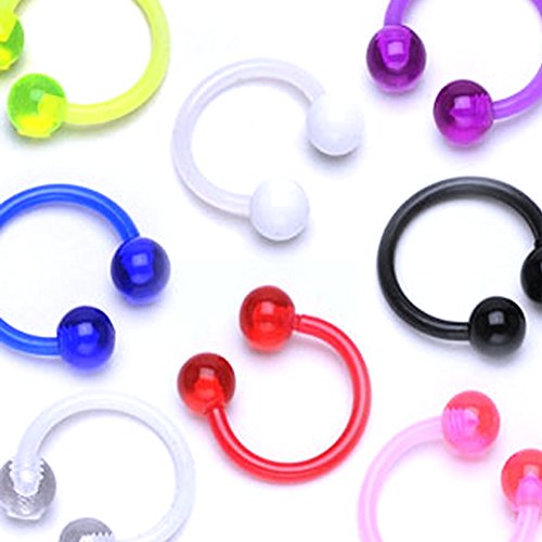 5 Stck. Piercing Hufeisen aus PTFE/Bioplast flexi 1,2 x 10 mm mit