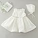 Meiqiduo Baby Girls 3Pcs Set Christening Baptism Wedding Formal Dress (3M/0-6months, Ivory White)