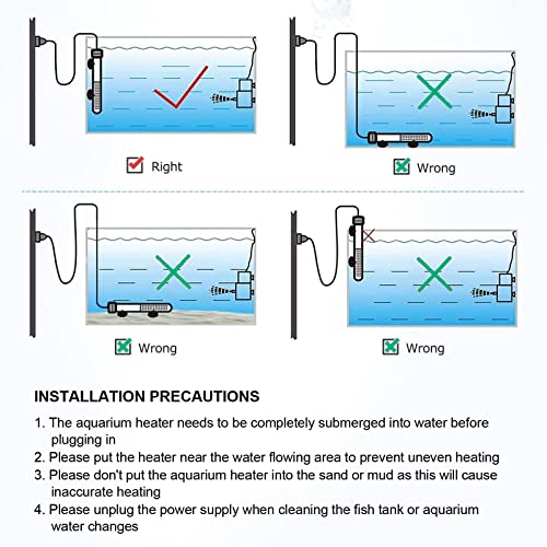 AQQA Fish Tank Heater 200W Submersible Aquarium Heater 3040 Gallon Aquarium Betta Heater with