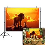 Allenjoy 7x5ft African Jungle Safari Scenic Backdrop Wild Lion Tropical Sunset Grassland Photography Background Baby Shower Birthday Theme Party Decorations Cake Table Banner Photo Booth Prop