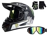 Myheartgoon Motocross Helmet Dirtbike Racing Helmet Black Silver