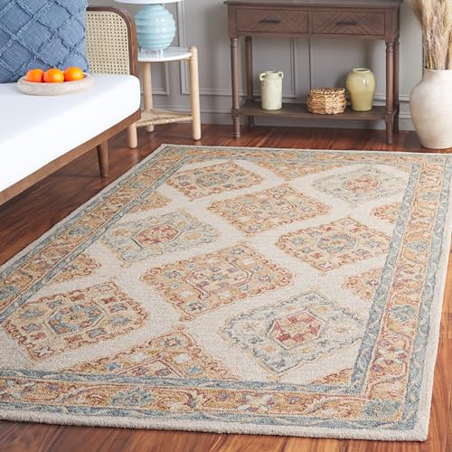 SAFAVIEH Metro Collection Accent Rug - 4' x 6', Beige & Rust, Handmade Wool, Id…