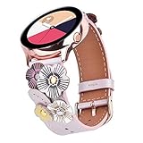 V-MORO Leather Strap Compatible with Galaxy Watch Active 40mm Bands/Galaxy Watch 42mm Band Rose Gold Women 20mm Fashion Flower Replacement for Samsung Galaxy Watch 42mm/Galaxy Watch Active 40mm R500