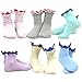 TeeHee Little Girls Cotton Double Ruffle Crew Socks 6 Pair (6-8 Years, Solid_Ruffle)