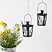 4 Black Mini Flameless Lanterns with 4 Ivory Resin Votive Candles, Warm White LEDs, Matte Finish, Indoor/Outdoor Use, Batteries & Remote Included