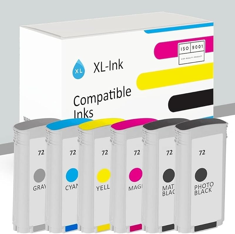 HP 72 Compatible Ink Cartridges 6 x 130ml Matte Black Photo Black Cyan Magenta