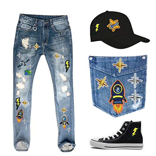35 PCS Iron on Patches Solar System Appliques Stickers Woohome Embroidered Space Planets Patches Applique Kit for Clothing, Jackets, Backpacks, Jeans - Thumbnail 5