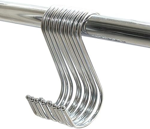 Large S Shaped Stainless Steel Hooks Metal Rack for Hanging in Kitchen,Bathroom,Closet,Garden,Office,10 Pack