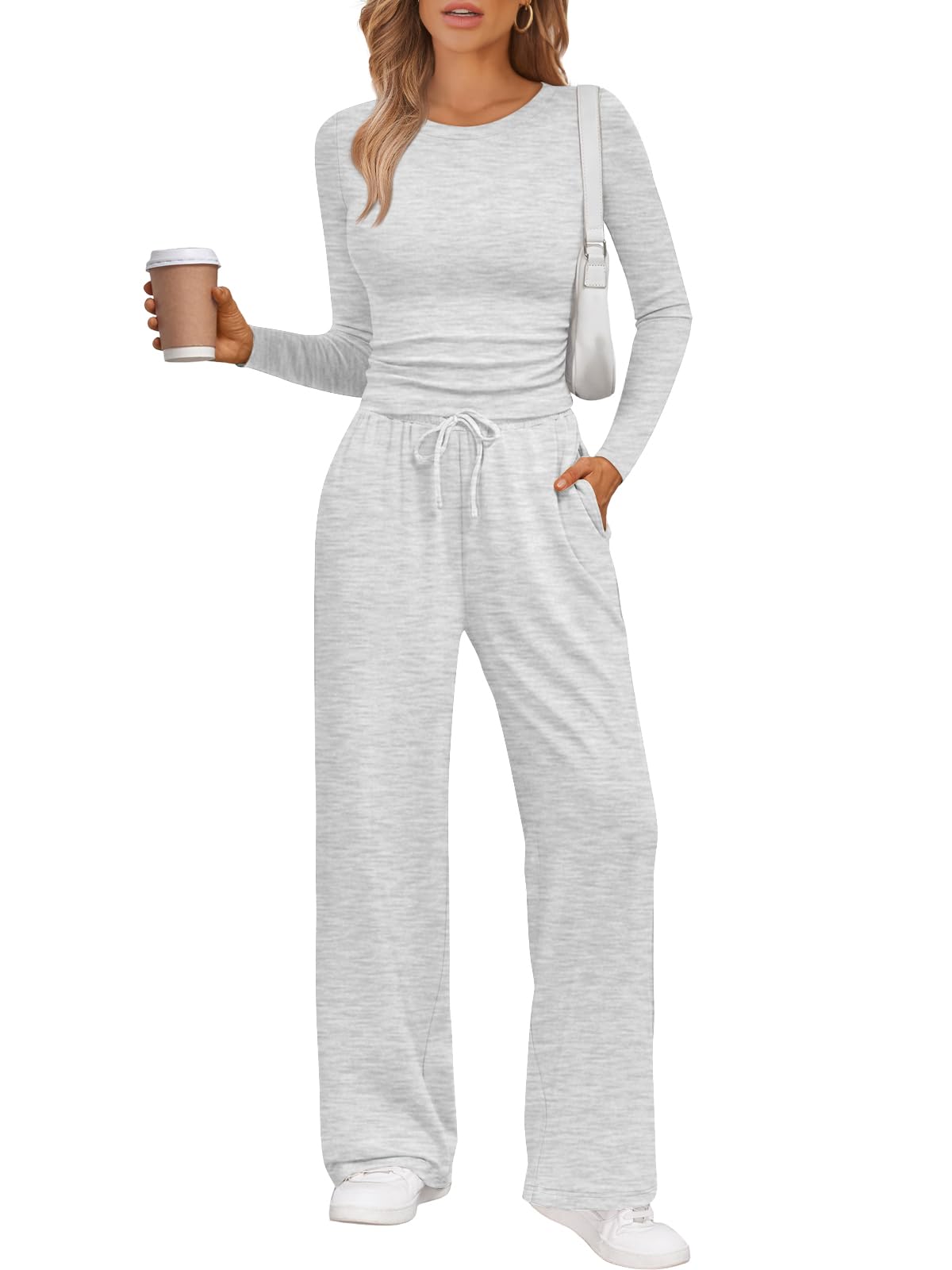 Photo 1 of *Missing Parts*
LILLUSORY 2 Piece Matching Lounge Sets for Women Fall Outfits for Women 2025 Early Fall Fashion Two Piece Travel Sweatsuits Business Work Casual Cute Clothes Crop Tops Oat Grey M