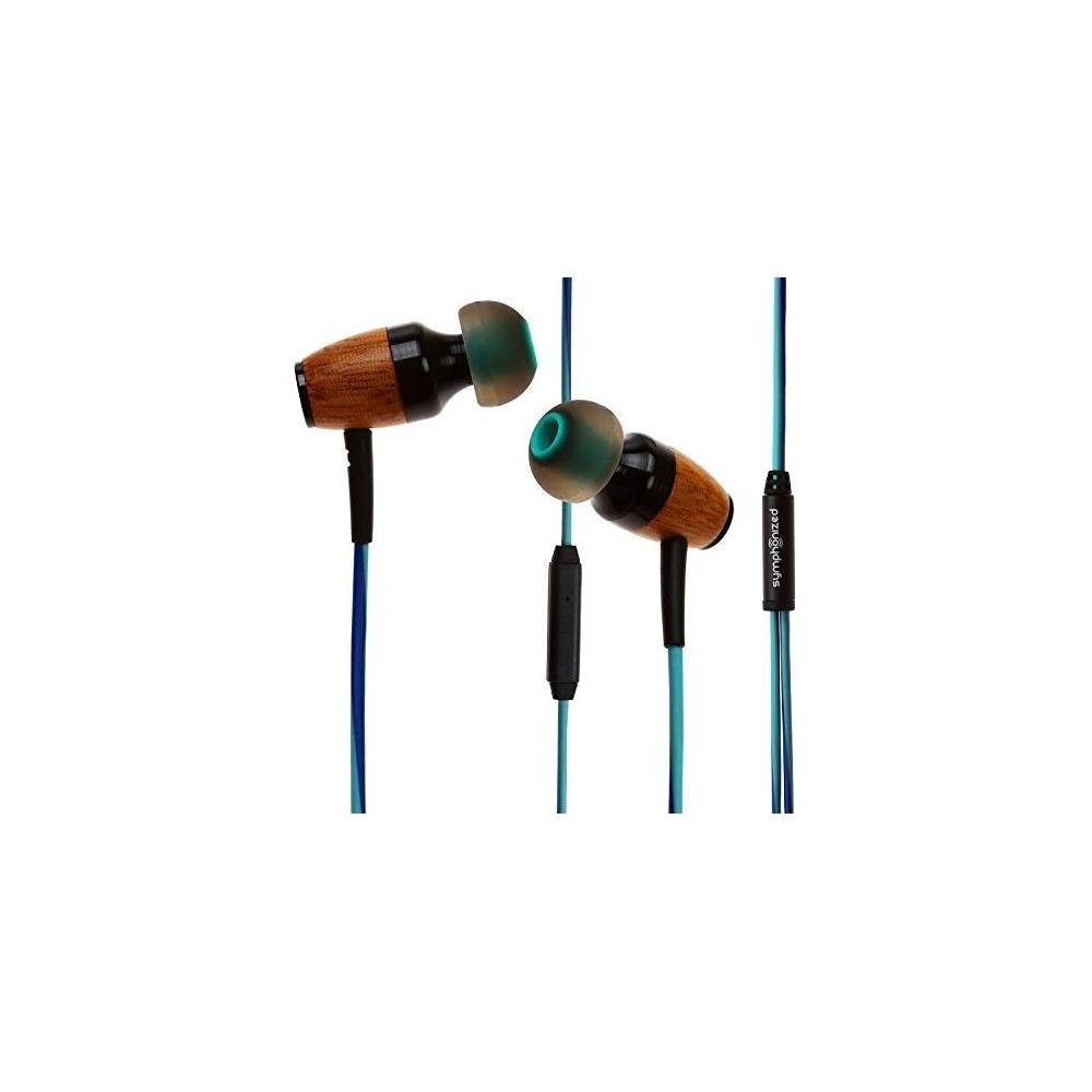 Symphonized DRM Premium Genuine Wood in-Ear Noise-isolating Headphones with Mic (Green/Blue)