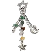 Glimbely Sun and Moon Keychain for Women Boho Star Key Chain Beads Bag Purse Charms Cute Purse Accessories