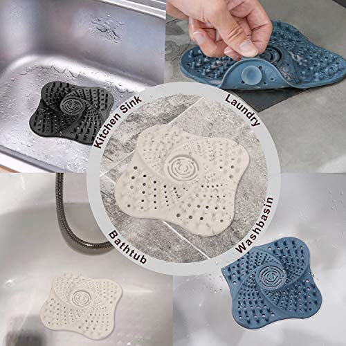 Bathroom Hair Catcher(3 pack)，Spiral Design Drain Hair Catcher，Strong Suction Cups Bathtub Drain Protector，Silicone Sink Drain Protector