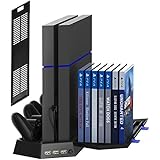 Kootek Vertical Stand for PS4 Slim / Regular PlayStation 4 Cooling Fan Controller Charging Station with Game Storage and Dualshock Charger ( Not for PS4 Pro )