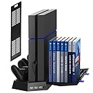 Kootek Vertical Stand for PS4 Slim / Regular PlayStation 4 Cooling Fan Controller Charging Station with Game Storage and Dualshock Charger ( Not for PS4 Pro )