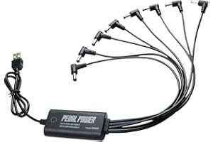 BAIRUTONG Guitar Pedal Power Supply, 8 Isolated DC9V Outputs, USB 5V Input, Portable for Effect Pedal Board