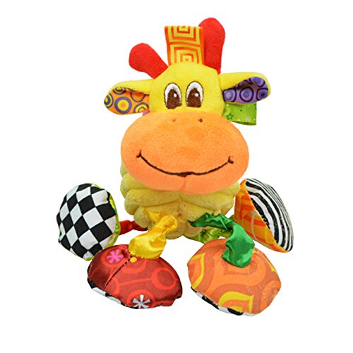 Infant Baby Soft Animal Vibrating Car Seat Stroller Plush Toys Hanging Bell Rattles Doll (Giraffe) - Thumbnail 4