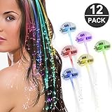Topist LED Lights Hair, Light-Up Fiber Optic LED Hair Barrettes Party Favors for Party, Bar Dancing Hairpin, Hair Clip, Multicolor Flash Barrettes Clip Braid, 12 Pack