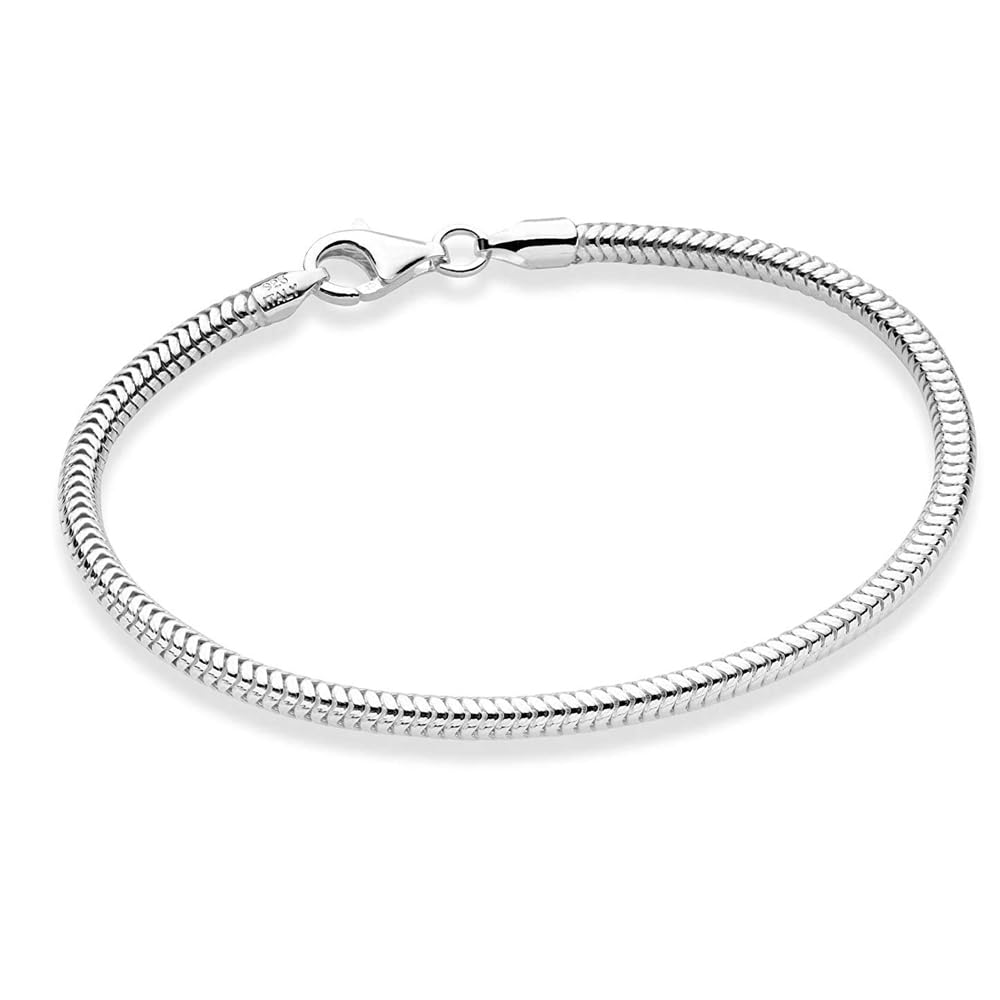Treasure Bay Italian 925 Sterling Silver Snake Chain Bracelet for Men and Women (21.00)