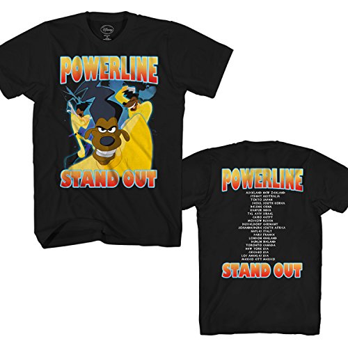 Disney Goofy Movie Powerline Stand Out Tour Mens T-Shirt (Small, Black)