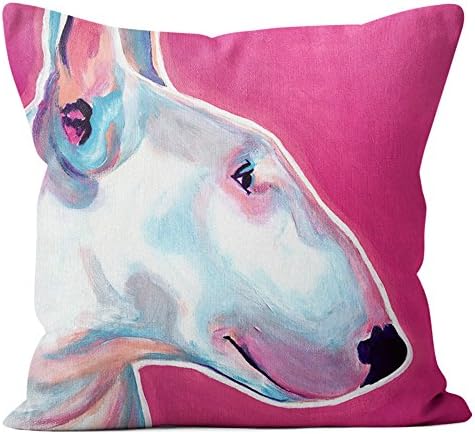 Bull Terrier Pillow Throw Pillow Couch Cushion Decorative Accent Pillowcase Case Cover Dog Lover Gift Pet Gifts Dogs Colorful Art (18 Inch X 18 Inch Pillow Cover)