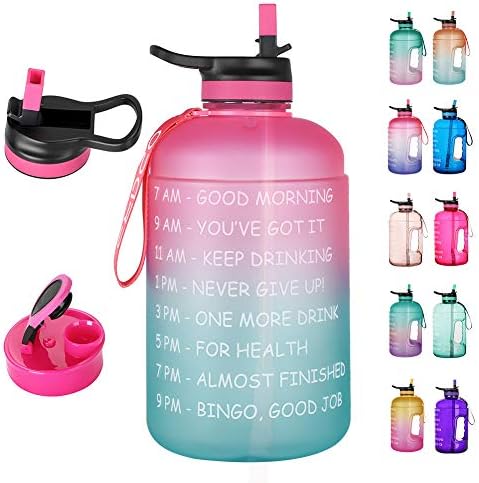 Opard 1 Gallon Motivational Water Bottle with Time Marker & Straw, 128 oz  Large One Gallon Water Bottle with 2 Lids (Chug and Straw) BPA Free Big  Water Jug for Sports (Red