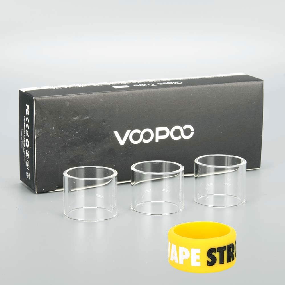 VOOPOO Replacement Pyrex Glass Pieces for Drag Baby Trio/FINIC P18 AIO x3 & VAPESTRONG Vape Band Bundle