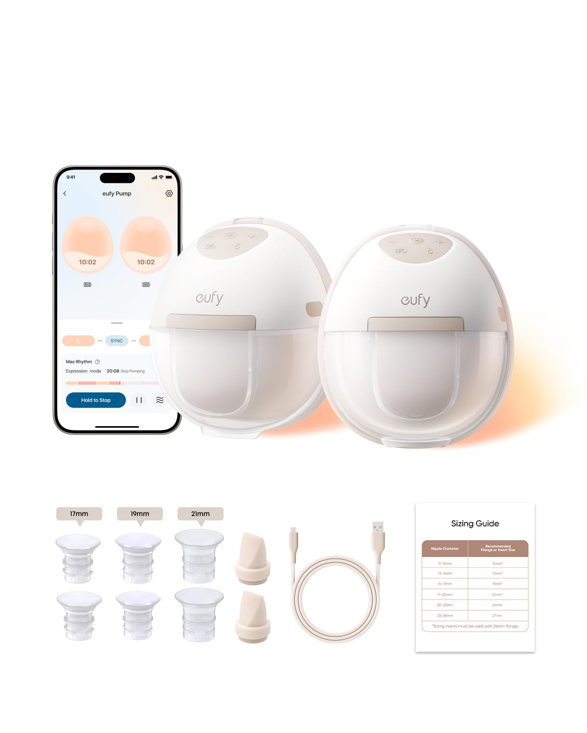Photo 1 of eufy Security Heated Breast Pump Hands-Free E20, Wearable with Innovative HeatFlow, 3 Heat Levels, Optimized Rhythm via App, Hospital-Grade Suction, Leakproof, Ultra-Slim and Quiet for in-Bra Use