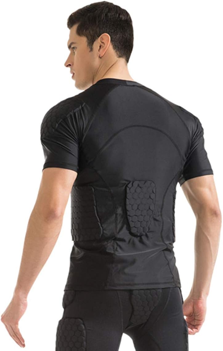 TUOY Padded Compression Shirt – Adult Sizes & 6 Pads Padded Protective Shirt for Football Paintball Baseball : Clothing