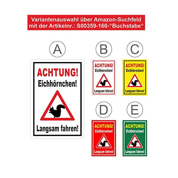 Melis-Folienwerkstatt Schild EichhÃ¶rnchen langsam Fahren - 45x30cm - BohrlÃ¶cher - 3mm Hartschaum â 20 VAR S00359-160-E – Bild 4
