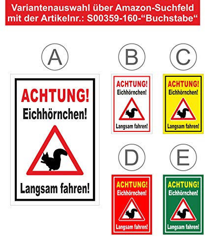 Melis-Folienwerkstatt Schild Eichhörnchen langsam Fahren - 45x30cm - Bohrlöcher - 3mm Hartschaum â 20 VAR S00359-160-E – Bild 4