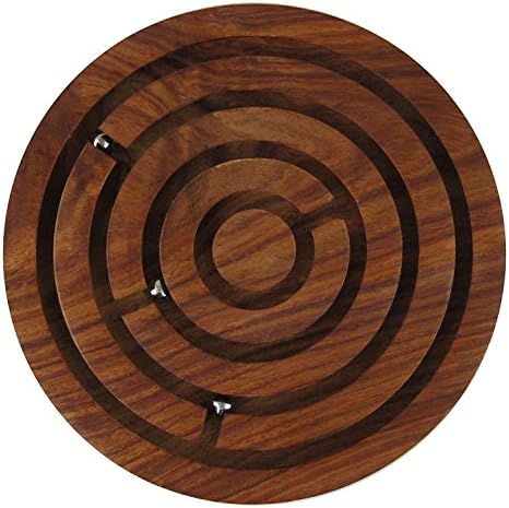 Wooden Labyrinth Board Game Ball in Maze Puzzle Travel Brain Teaser Toy, Mind Birthday Return Gift for Kids and Adult, 4.9 Inches