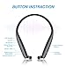 Bluetooth Headphones,Retractable Earbuds Neckband Foldable,Neck Wireless Bluetooth Headset Sweatproof Sports Noise Cancelling Microphone HD Stereo ,Voice Command Assistant-Titanium Black