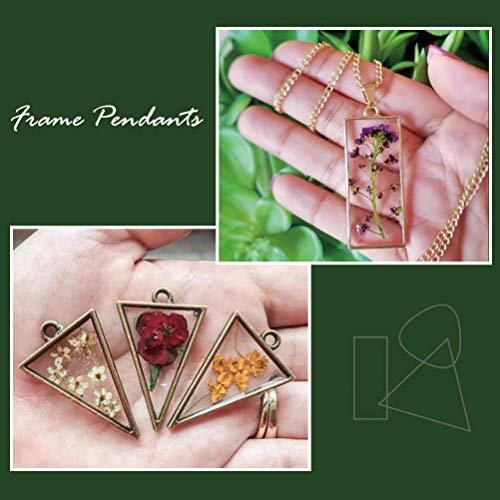 Open Bezel Pendants Charms Resin Molds for Jewelry Findings DIY Pressed Flower Frame Assorted Geometric Hollow Trays 50pcs, 1pcs Seamless Tape - Thumbnail 2