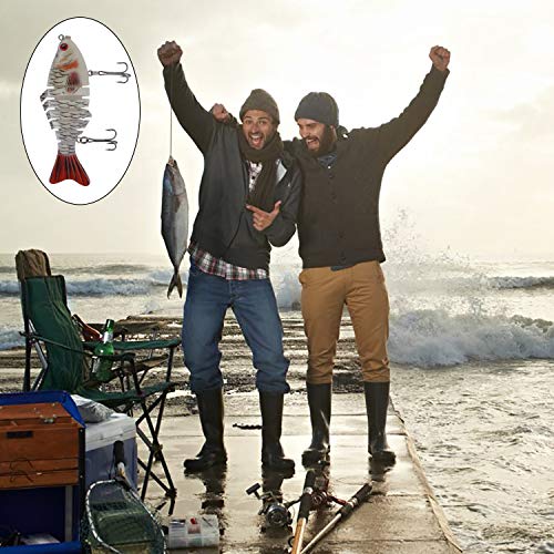 Qimei-shop Leurres De Pêche Artificiels Appâts Réalistes Multi Articulé Swimbait Topwater Avec Hameçon Mustad Pour Carnassier Poisson Le Brochet Perche Truite 2pcs