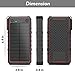 Titita Solar Charger, 13500 mAh Solar Power Bank, Waterproof/Shockproof/Dustproof Solar Phone Charger with 2 LED Light Carabiner for Emergency Travelling Camping, iPhone, Android