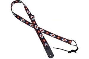 Legacystraps 1” Strap for A & F type Mandolin, Ukuleles and Guitars in Indian Spirit Black Design with 1 end tab