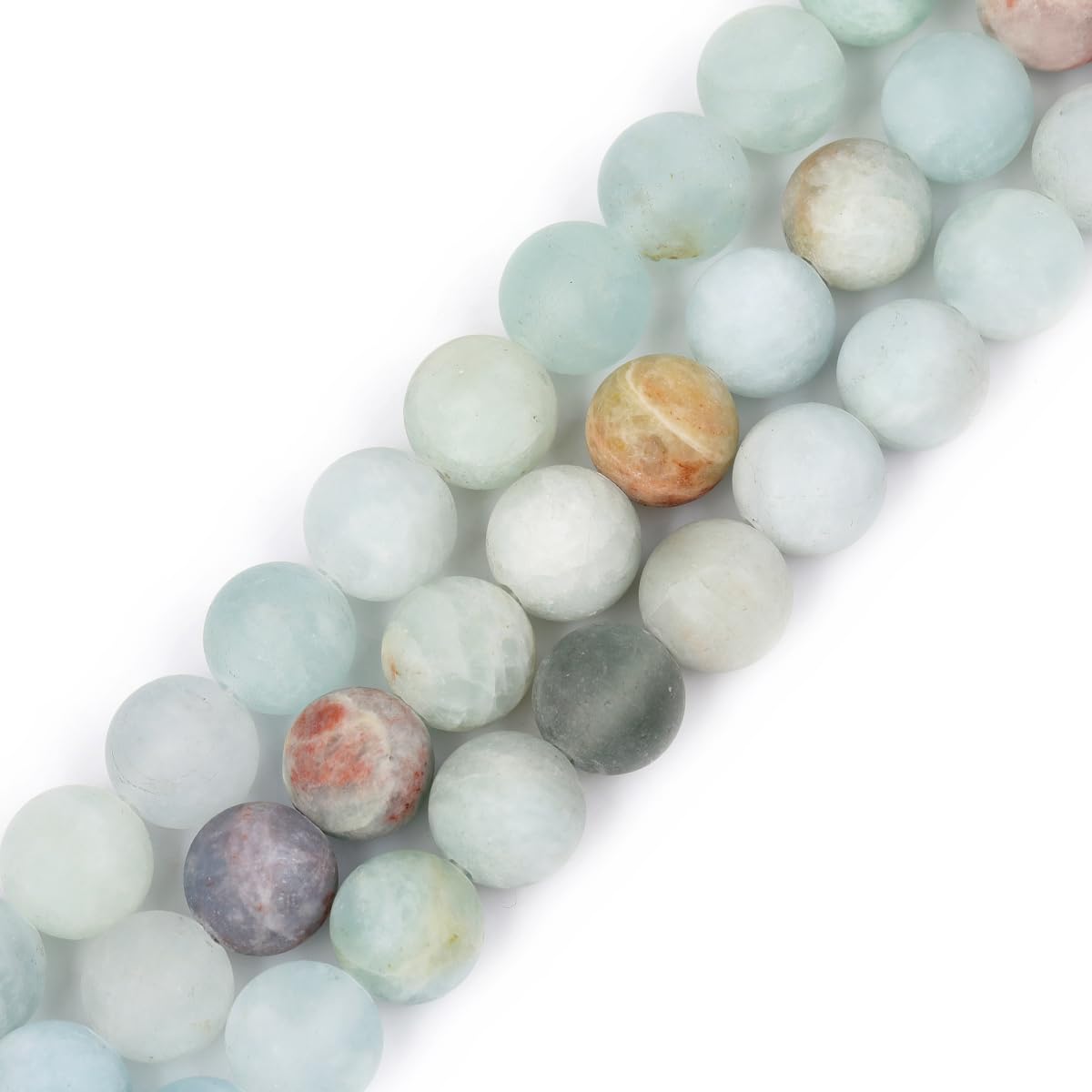 SHGbeads Blue Aquamarine Matte Natural Gemstone Loose Beads for Jewellery Making Round 12mm Big Hole 1.5mm-2mm 15"