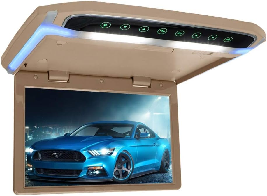 MiCarBa 12.1 inch Flip Down Overhead Monitor,1080P HD TFT LCD Ultra Thin Roof Mount Monitor HDMI SD MP3 MP4 LED(CL1201HD-Beige)