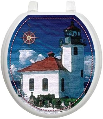 Lighthouse Toilet Tattoo TT-2100-R Round Ocean Beach Theme Cover Bathroom