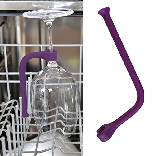 Wine GlassTether Stemware Saver Holder - Flexible Dishwasher Attachment (Purple, 1) - Thumbnail 6