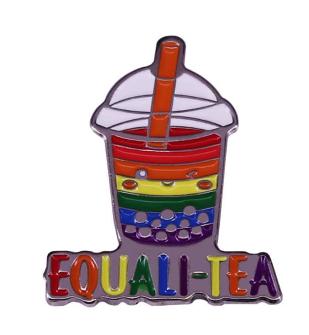 Equality-Tea Enamel Brooch Rainbow Badge Support LQBTQ Gay Lapel Pin Equality Gay Lesbian Bisexual Transgender Supports Metal Enamel Pin