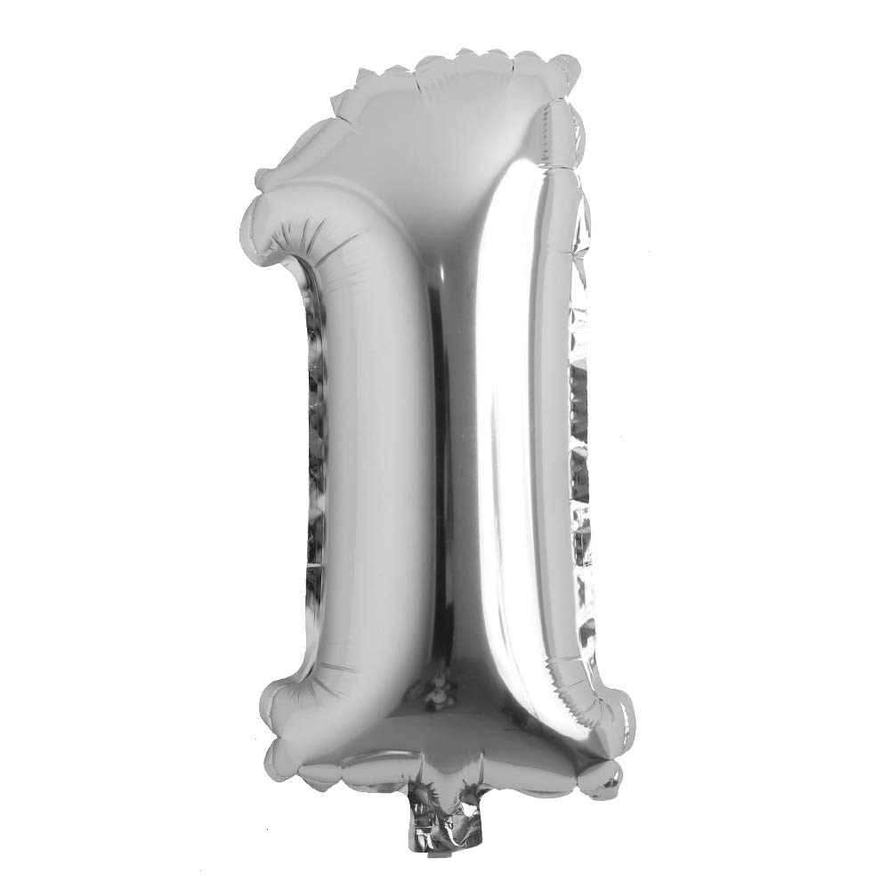 Photo 1 of 16" inch Single Silver Alphabet Letter number Balloons Aluminum Hanging Foil Film Balloon Wedding Birthday party decoration banner Air Mylar Balloons (16 inch Silver 1)