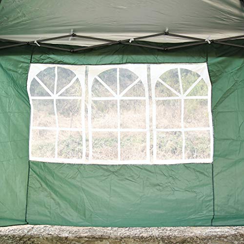 AyaMastro Green 10' x 20' Gazebo Canopy Tent Garden Shelter w/Sidewall & Carry Bag with Ebook