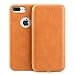 iPhone 7 Plus Case, TORUBIA Genuine Leather Wallet Card Slot Holder Flip Book Design Classic Minimalist Style Lightweight Ultra Thin Slim Fit Full Body Protective Cover Case for iPhone 7 Plus - Brown
